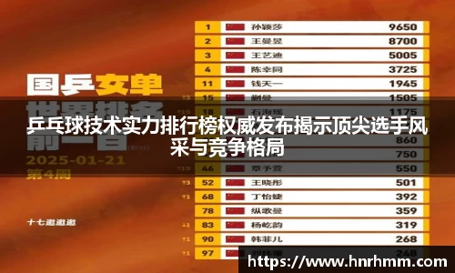 乒乓球技术实力排行榜权威发布揭示顶尖选手风采与竞争格局