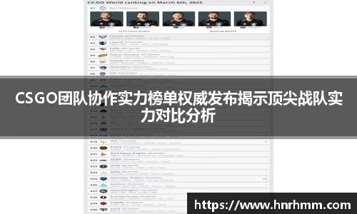 CSGO团队协作实力榜单权威发布揭示顶尖战队实力对比分析